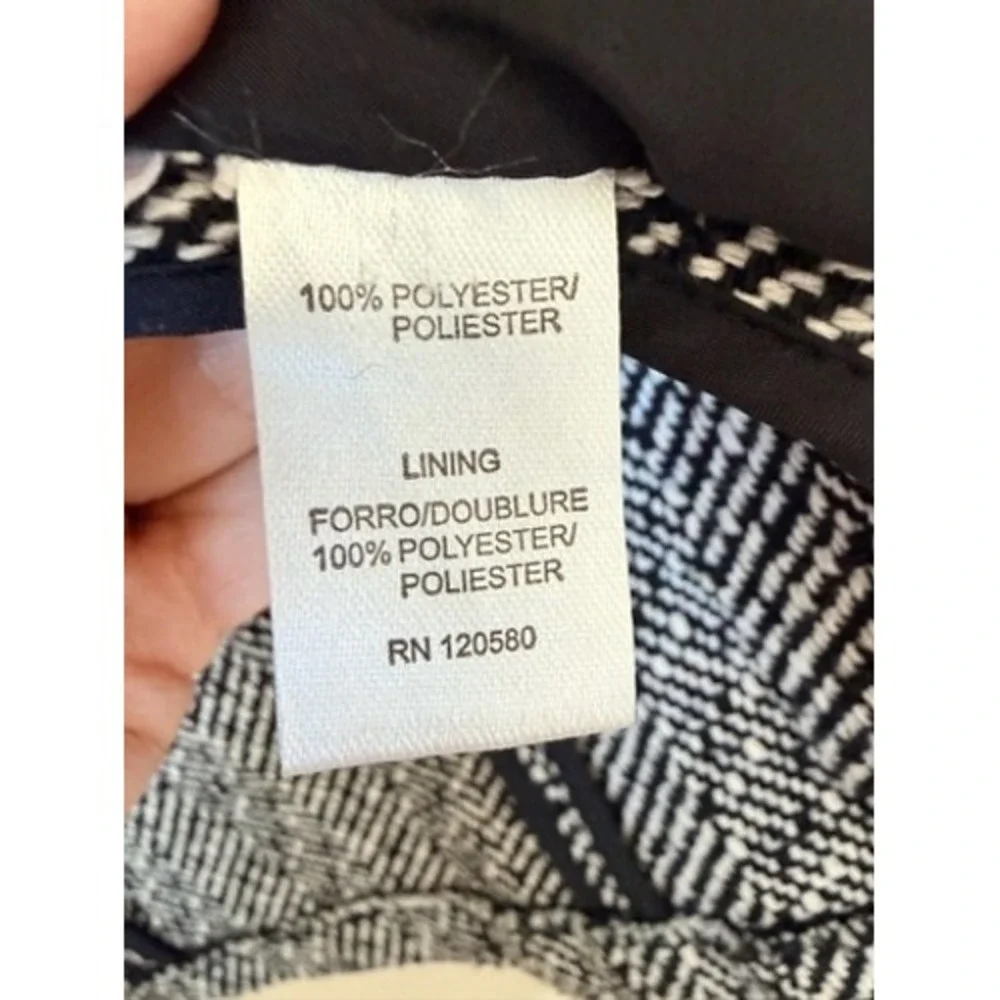 Amanda + Chelsea Womens Herringbone Blazer Black White Chevron Jacket Size M